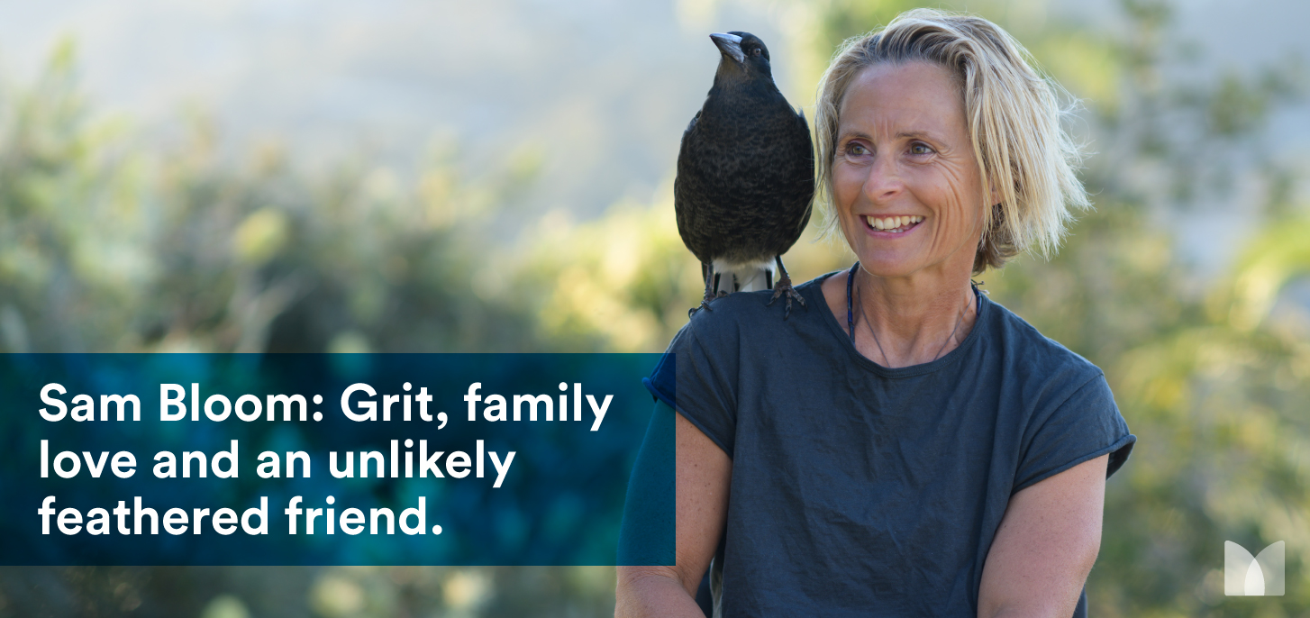 Grit, family love and an unlikely feathered friend helped Sam Bloom recover