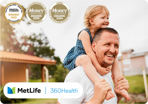 Father with daughter riding on his shoulders, smiling