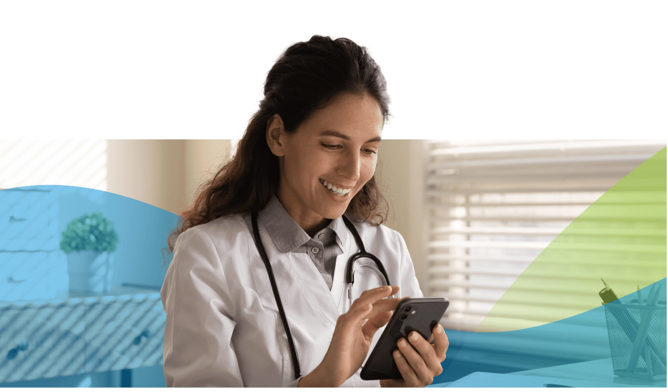 Female health professional on phone