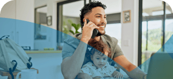 Women on phone smiling