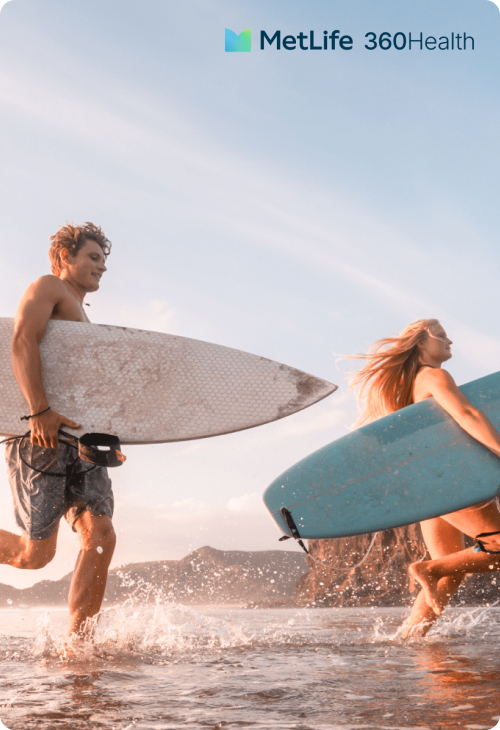 Surfing couple