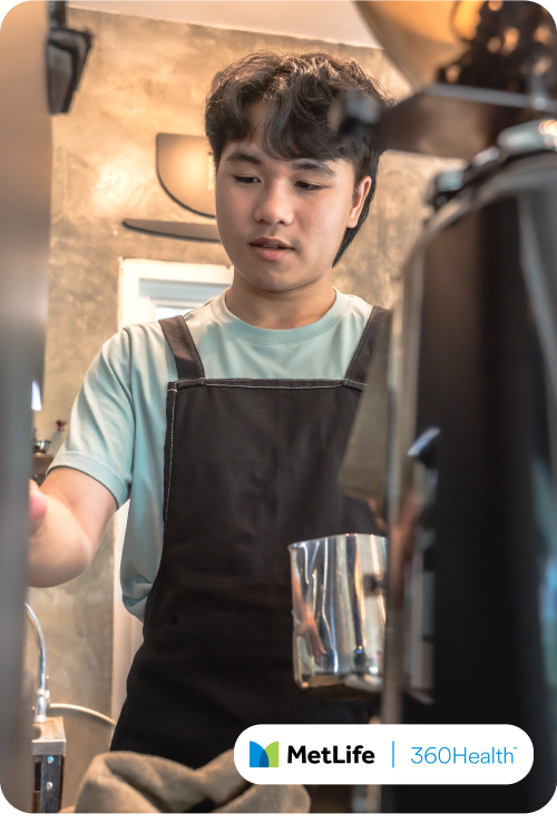 Barista making coffee
