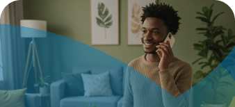 Man on the phone at home